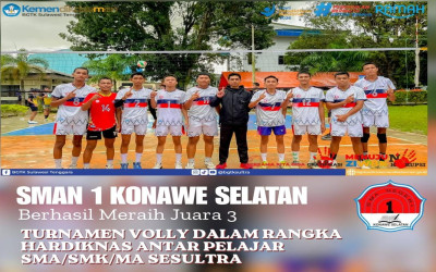 SMAN 1 Konawe Selatan Raih Juara 3 Turnamen Voli Hardiknas 2026